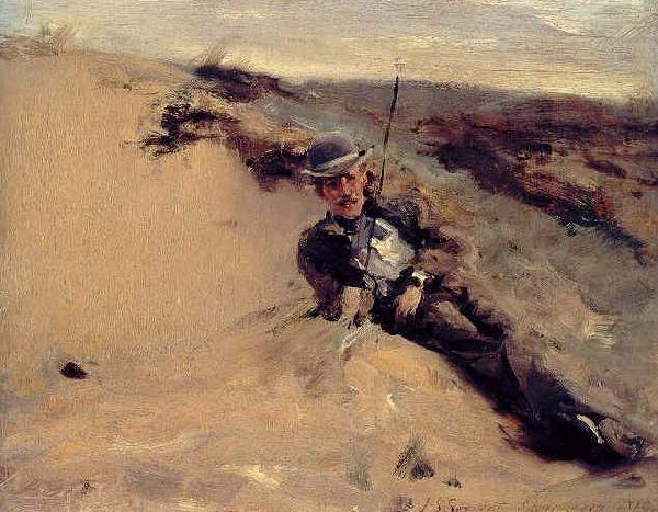 John Singer Sargent Ralph Curtis on the Beach in Scheveningen china oil painting image